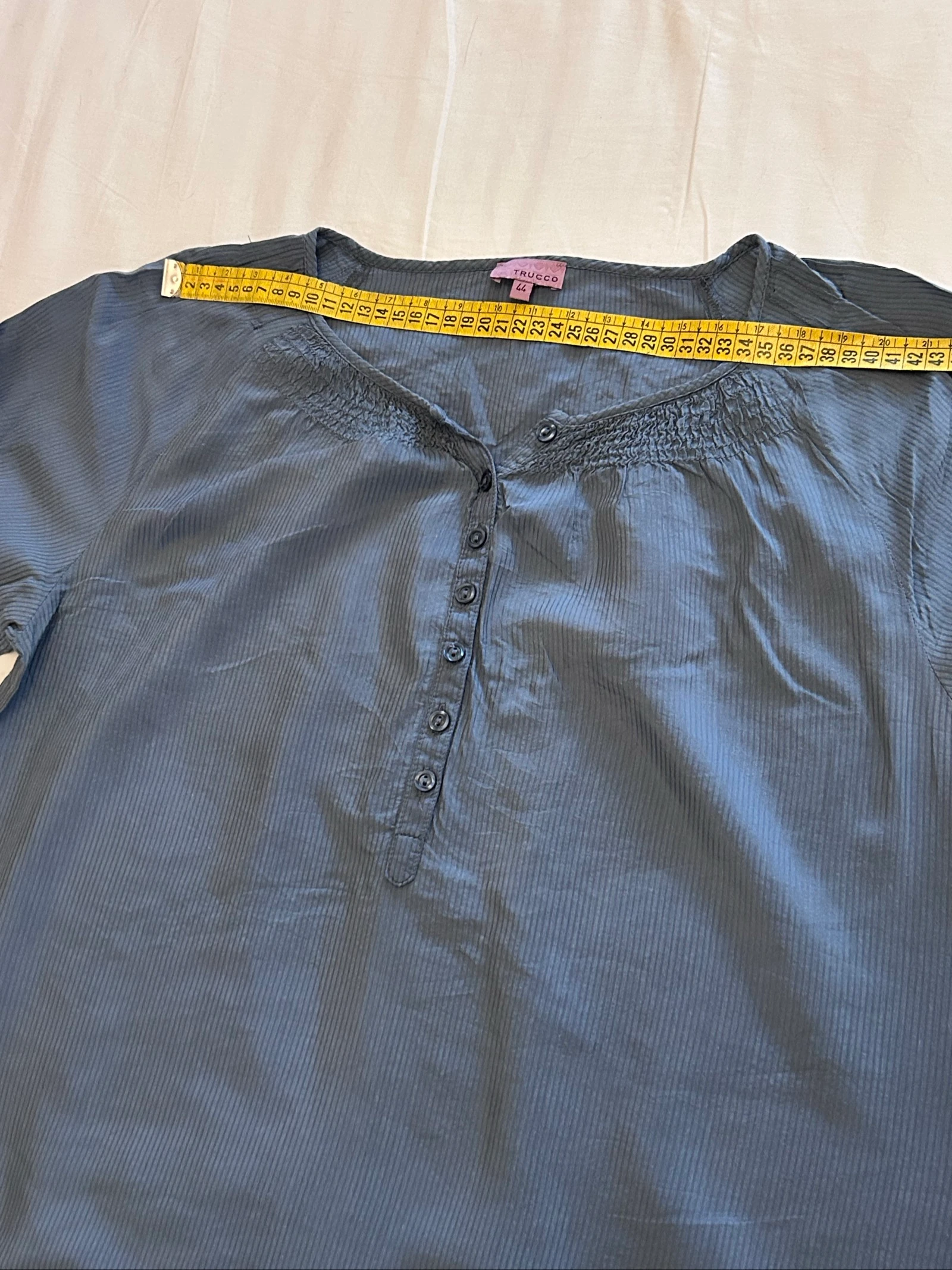 Chemisier à manches longues Trucco à petits rayures tons bleus taille 44 – photo 2